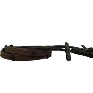 Leather & Rubber Grip Reins (Rolled, Silver)