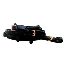 Load image into Gallery viewer, Rose Gold Padded Nappa Leather Reins - Black