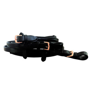 Rose Gold Padded Nappa Leather Reins - Black