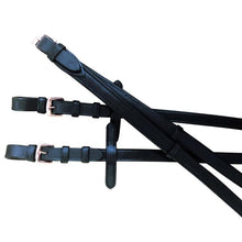 Load image into Gallery viewer, Rose Gold Padded Nappa Leather Reins - Black