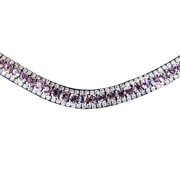 Lavender Crystal Browband (Black Leather)