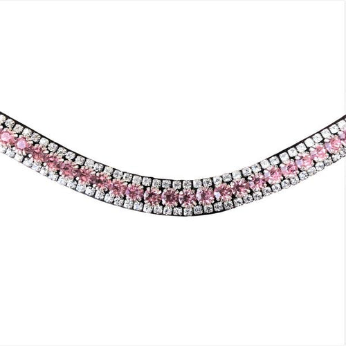 Baby Pink Crystal Browband (Black Leather)
