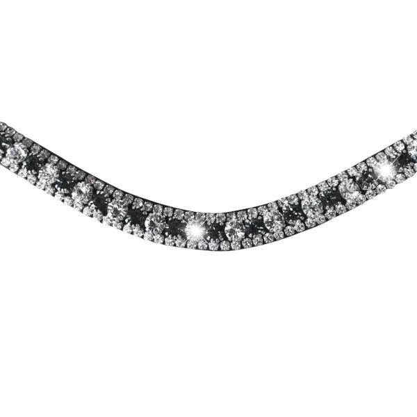 Silver, Deep Wave Crystal Browband (Black leather)