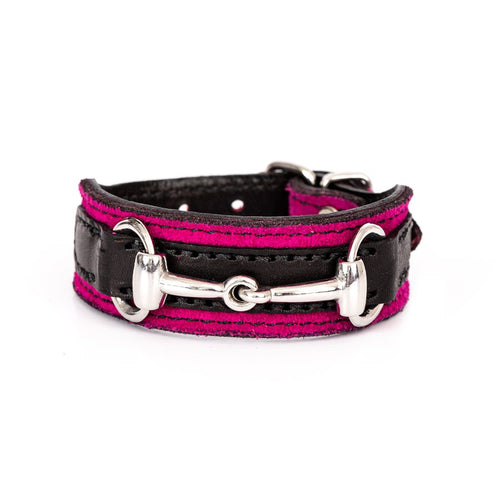 Pink Suede/Black Leather Bit Bracelet