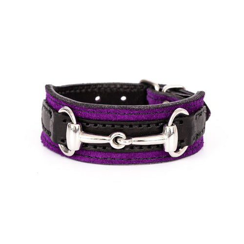 Purple Suede/Black Leather Bit Bracelet