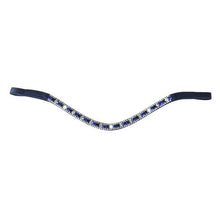 Load image into Gallery viewer, Blue Crystal Browband (Black Leather)