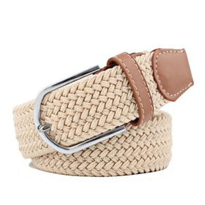 Cream Elastic Braided Belt