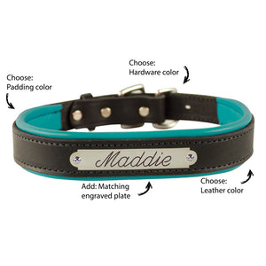 Custom Padded Leather Dog Collar w/plate