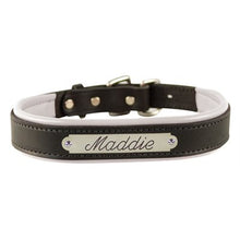 Load image into Gallery viewer, Padded Leather Dog Collar with plate