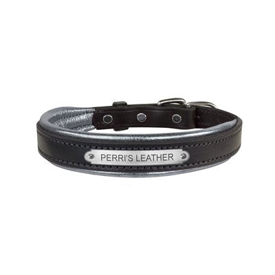 Padded Leather Dog Collar with plate