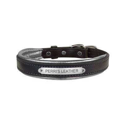 Padded Leather Dog Collar with plate