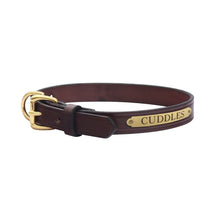 Load image into Gallery viewer, Flat Leather Dog Collar with plate