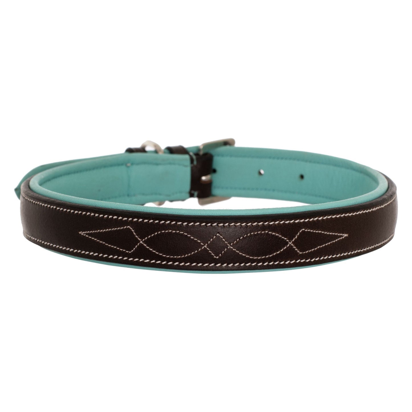 Fancy Stitch Padded Leather Dog Collar