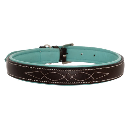 Fancy Stitch Padded Leather Dog Collar