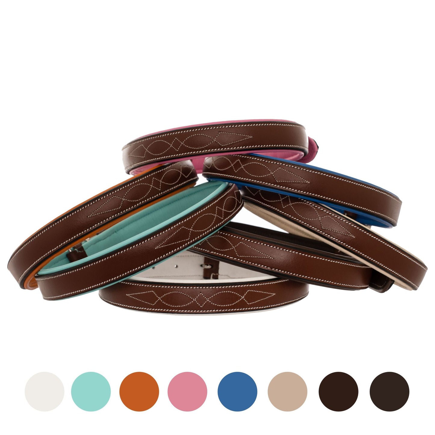 Fancy Stitch Padded Leather Dog Collar