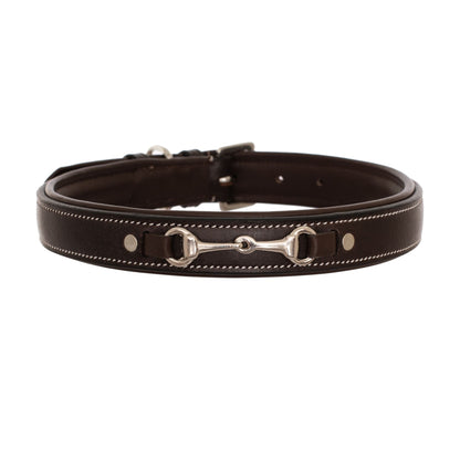 Silver Snaffle Padded Leather Dog Collar