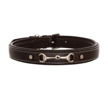 Load image into Gallery viewer, Silver Snaffle Padded Leather Dog Collar