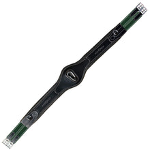 Load image into Gallery viewer, Fancy Stitch Padded Long Girth w/snap - Green/White Elastic