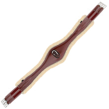 Load image into Gallery viewer, Padded Long Girth w/snap - Burgundy/White Elastic