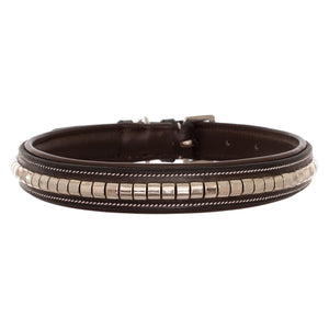 Silver Clincher Padded Leather Dog Collar