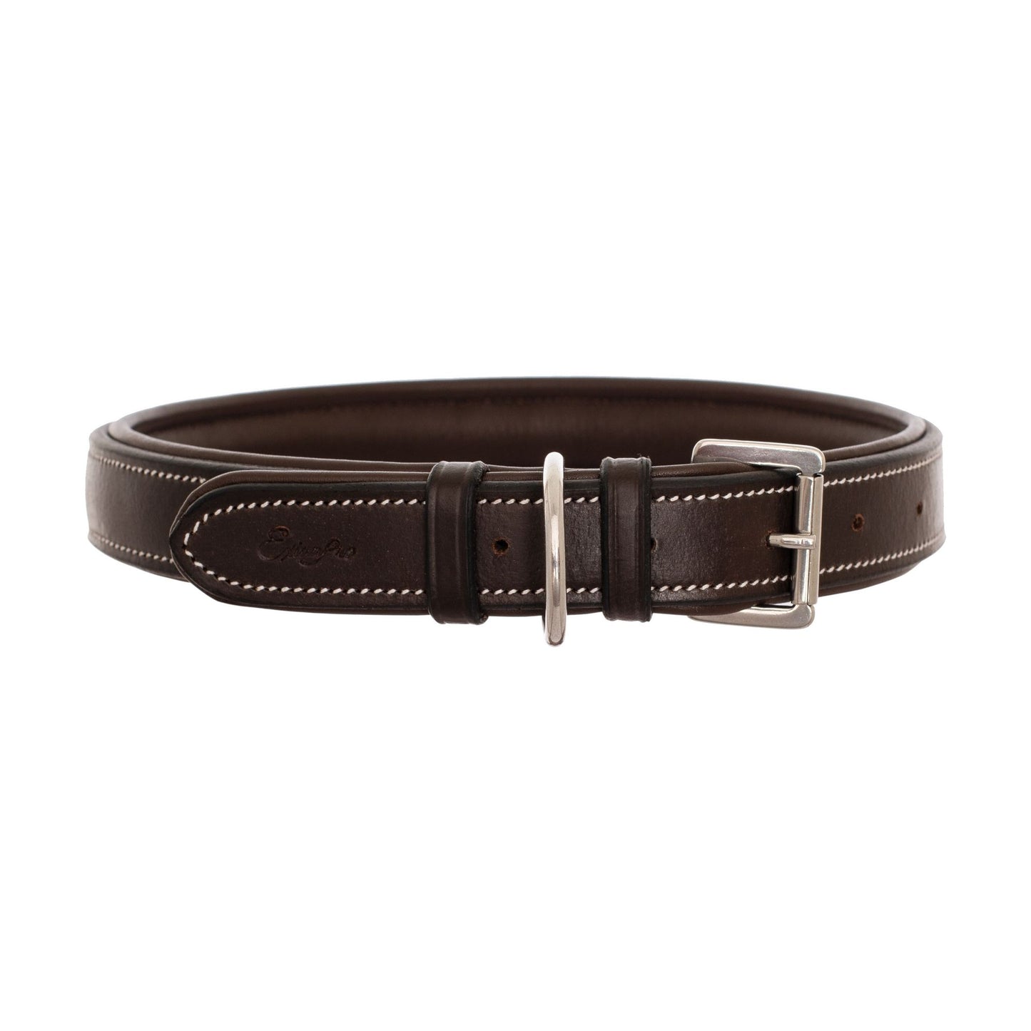 Silver Snaffle Padded Leather Dog Collar