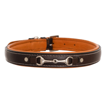 Silver Snaffle Padded Leather Dog Collar