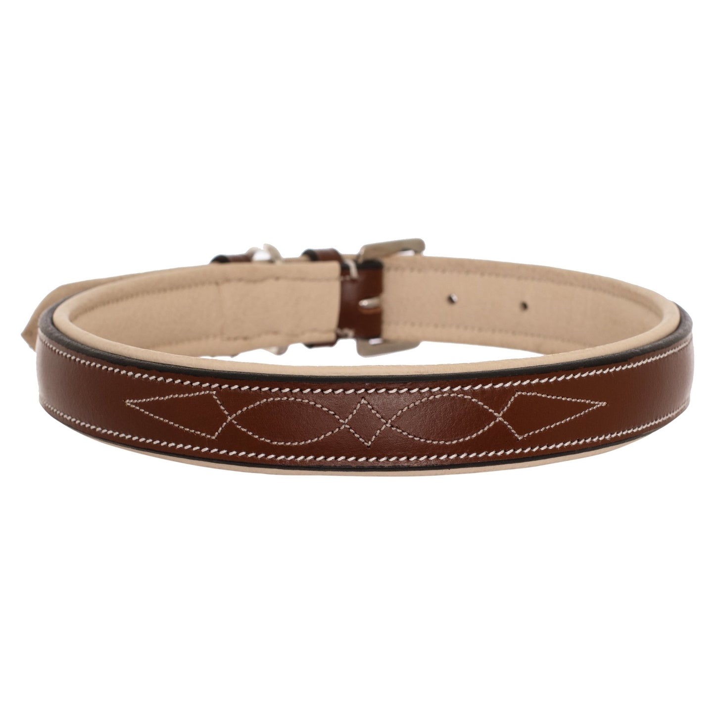 Fancy Stitch Padded Leather Dog Collar
