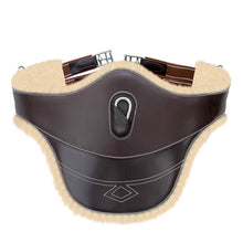 Load image into Gallery viewer, Fancy Stitch Padded Stud Girth w/snap - Brown/Grey/Maroon Elastic