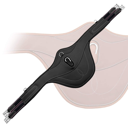 Padded Stud Girth w/snap - Black/Grey/Maroon Elastic