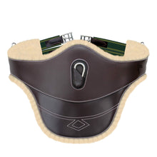 Load image into Gallery viewer, Fancy Stitch Padded Stud Girth w/snap - Green/Yellow Elastic