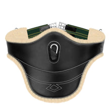 Load image into Gallery viewer, Fancy Stitch Padded Stud Girth w/snap - Green/Yellow Elastic