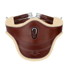 Load image into Gallery viewer, Fancy Stitch Padded Stud Girth w/snap - Brown/Grey/Maroon Elastic