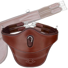 Load image into Gallery viewer, Fancy Stitch Padded Stud Girth w/snap - Brown/Grey/Maroon Elastic