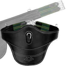 Load image into Gallery viewer, Fancy Stitch Padded Stud Girth w/snap - Green/Yellow Elastic
