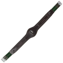 Load image into Gallery viewer, Fancy Stitch Padded Long Girth w/snap - Green/Yellow Elastic