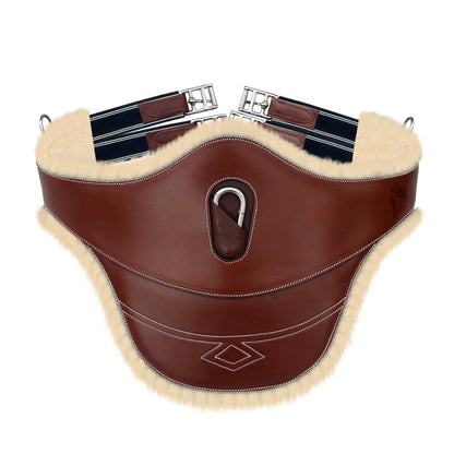 Fancy Stitch Padded Stud Girth w/snap - Navy/White Elastic