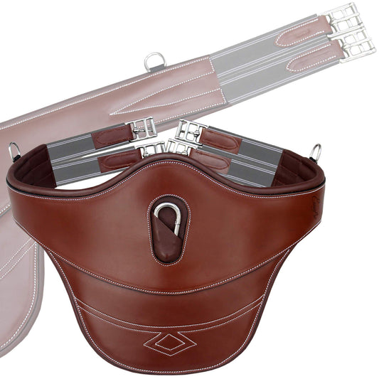 Fancy Stitch Padded Stud Girth w/snap - Grey/White Elastic