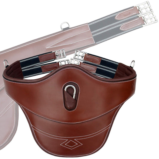 Fancy Stitch Padded Stud Girth w/snap - Navy/White Elastic