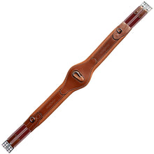 Load image into Gallery viewer, Fancy Stitch Padded Long Girth w/snap - Burgundy/White Elastic