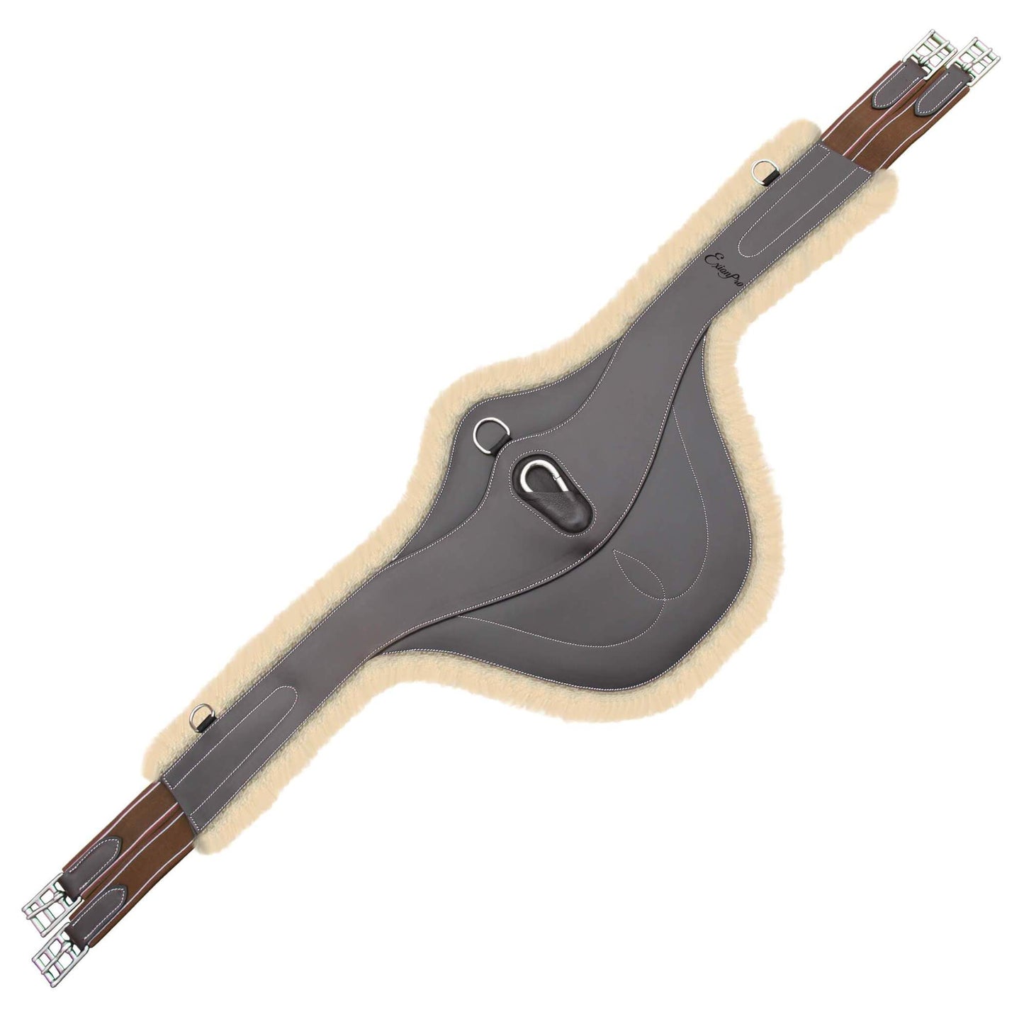 Padded Stud Girth w/snap - Brown/Grey/Maroon Elastic