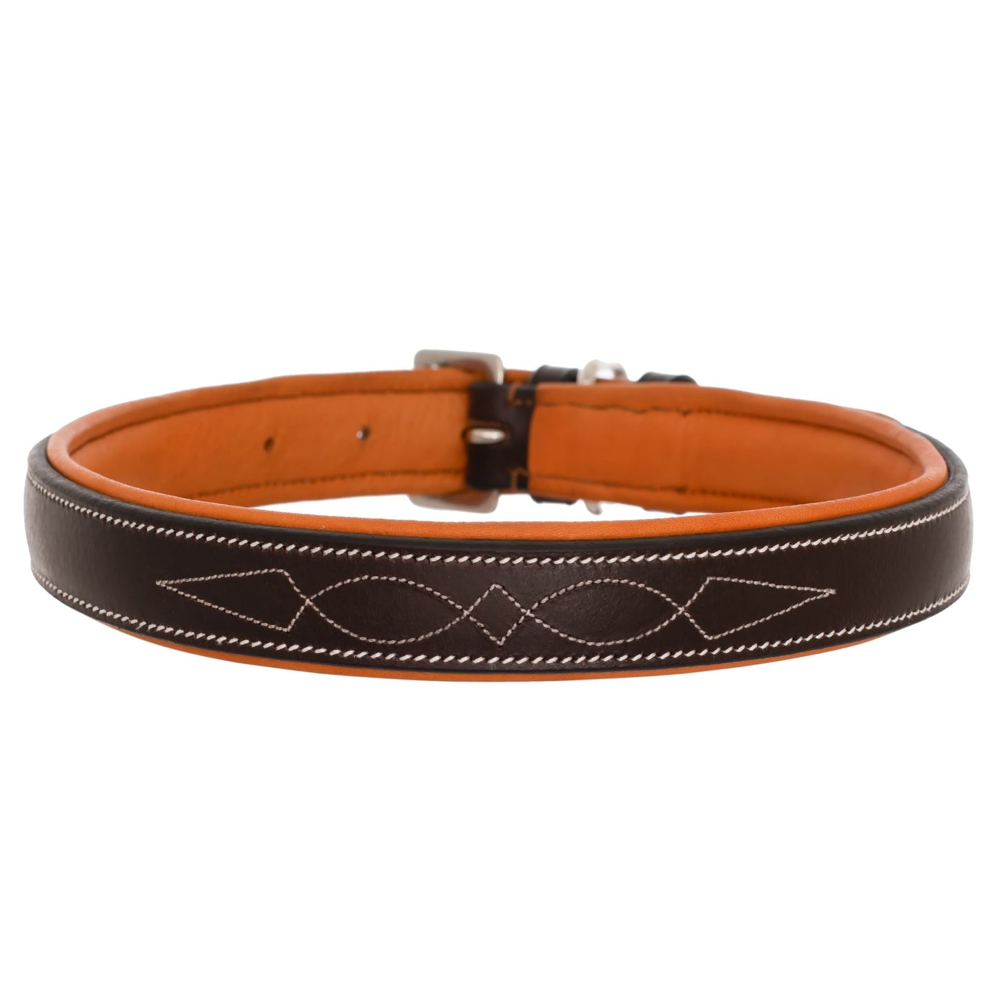 Fancy Stitch Padded Leather Dog Collar