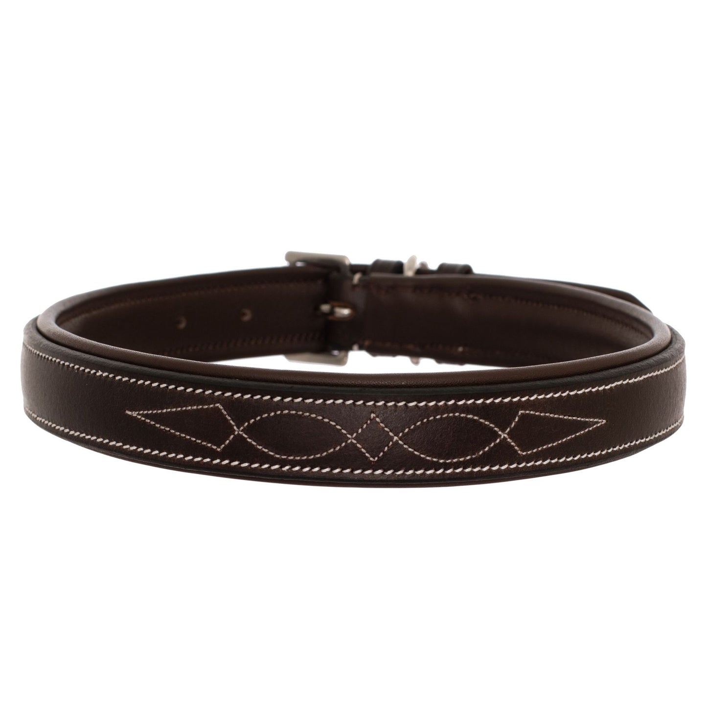 Fancy Stitch Padded Leather Dog Collar