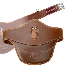 Load image into Gallery viewer, Fancy Stitch Padded Stud Girth w/snap - Burgundy/White Elastic