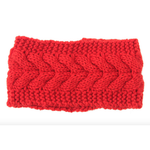Red Women's knitted headband ear warmer