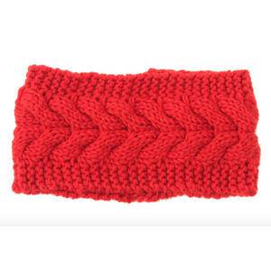 Red Women's knitted headband ear warmer