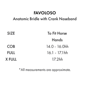 Favoloso Anatomic Bridle with Crank Noseband (No reins)