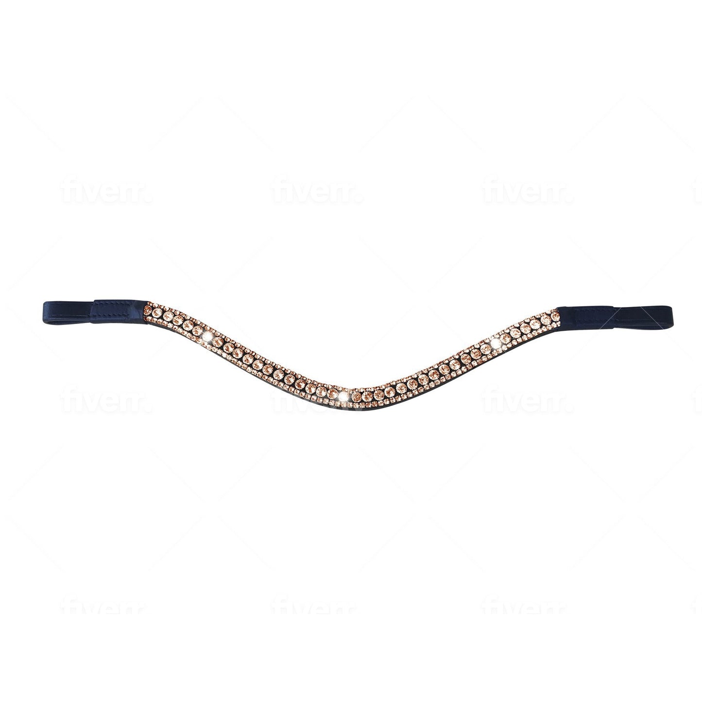 Rose Gold Crystal Browband - Black/Cob Size