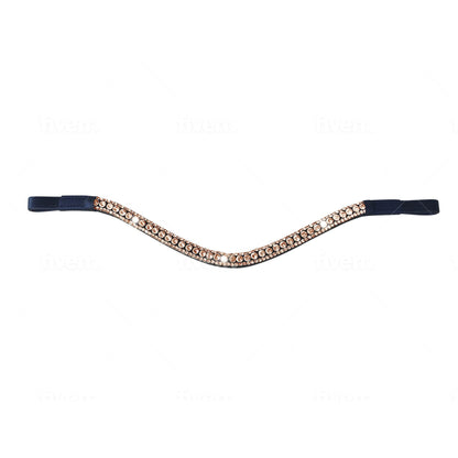 Rose Gold Crystal Browband - Black/Cob Size