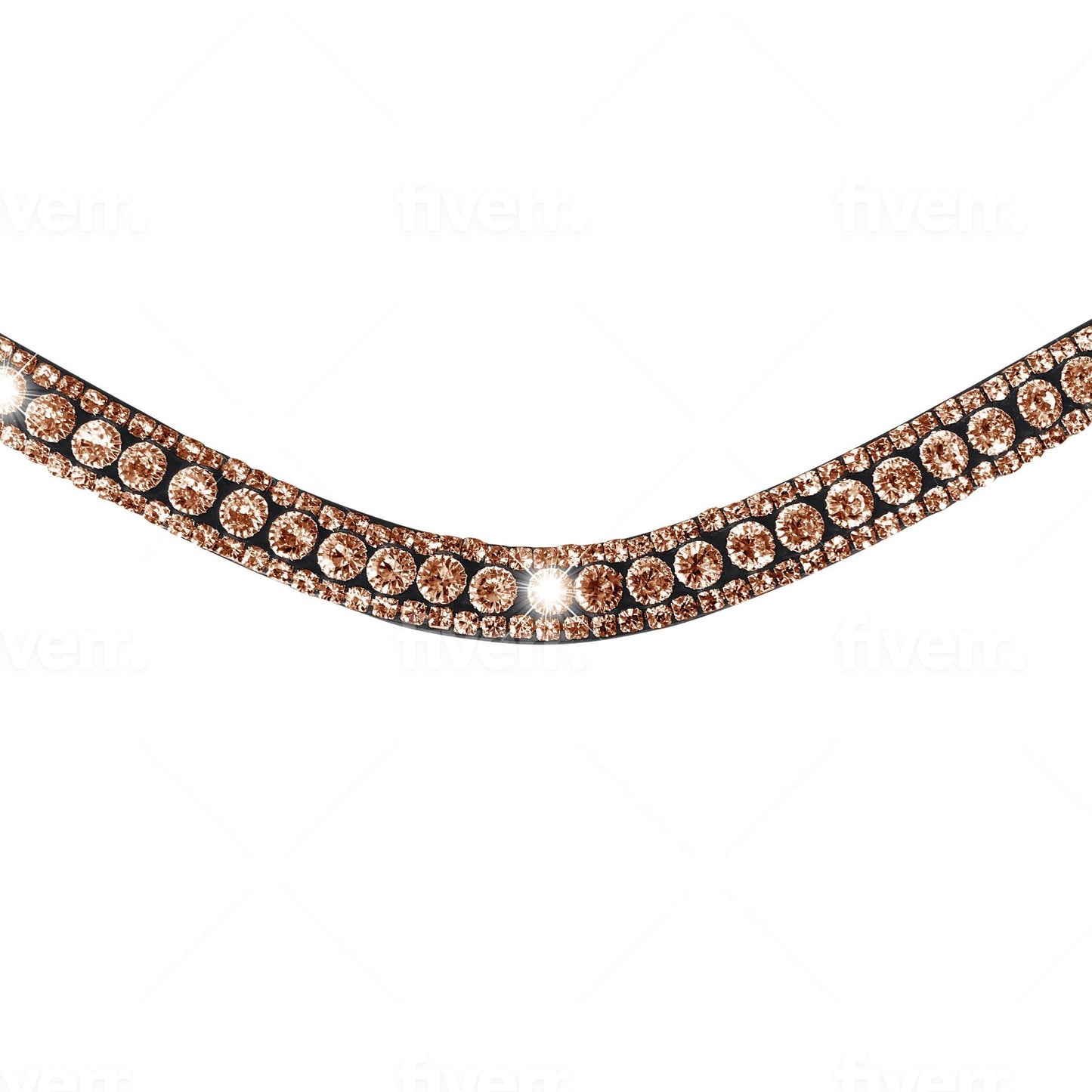 Rose Gold Crystal Browband - Black/Cob Size