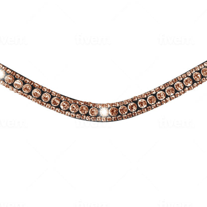 Rose Gold Crystal Browband - Black/Cob Size